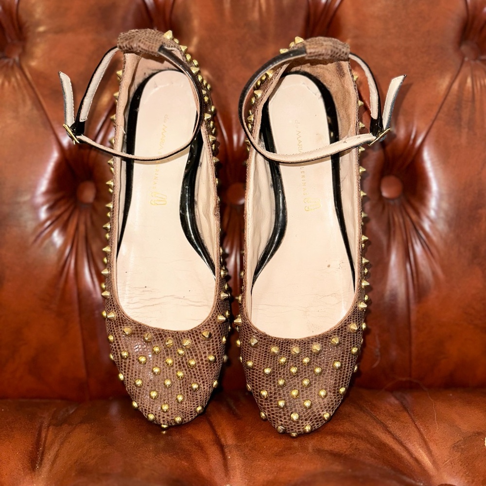 Vintage Metal Studded Ballet Flats by Do Marie Ballerina Size 8